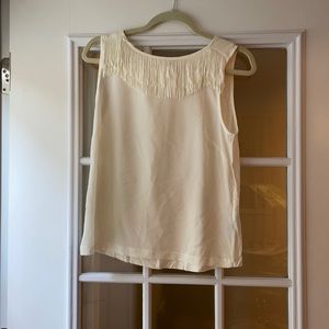 Banana republic white blouse with fringe